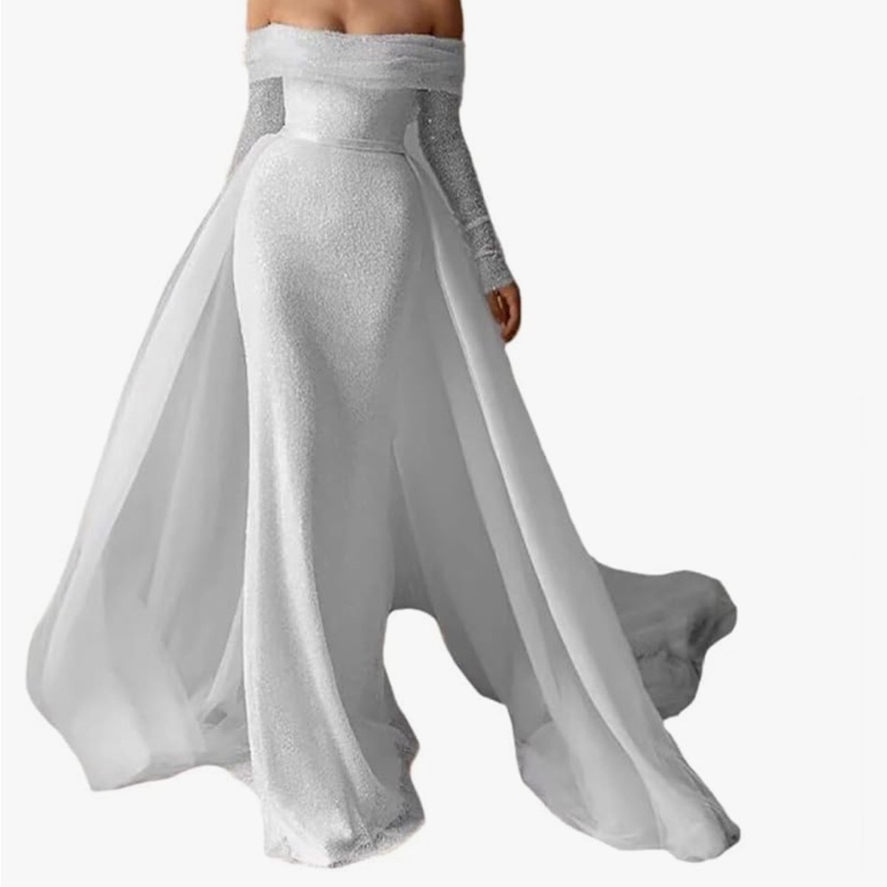 Strapless Wedding Dresses for Bride Long Sleeve Mermaid Wedding Dresses w Train